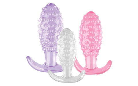 Hott Products Crystal Ballers 3 Piece Silicone Anal Plug Set - Butt Plugs