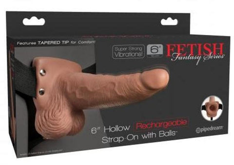 Fetish Fantasy 6 inch Vibrating Hollow Strap-On with Balls - Strap On Sextoys