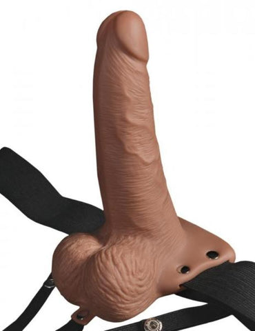 Fetish Fantasy 6 inch Vibrating Hollow Strap-On with Balls - Strap On Sextoys