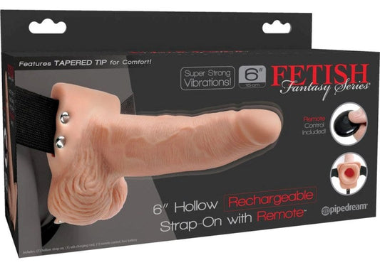 Fetish Fantasy 6 inch Rechargeable Hollow Strap-On Sex Toy - Strap On Sextoys