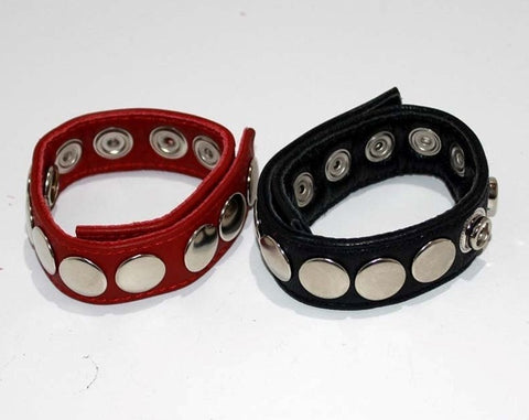 8 Speed Red Leather Cock Ring - Ball and Cock Toys