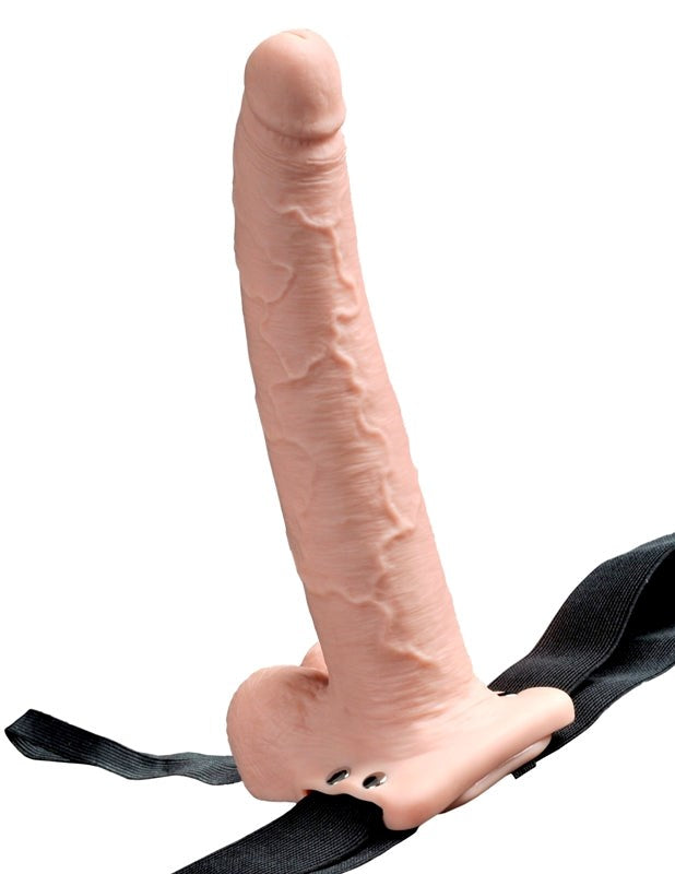 9 inch Hollow Rechargeable Strap-On with Balls Flesh - - Realistic Dildos