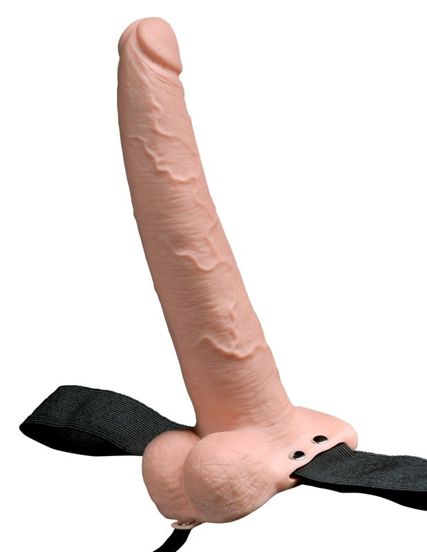 9 inch Hollow Rechargeable Strap-On with Balls Flesh - - Realistic Dildos