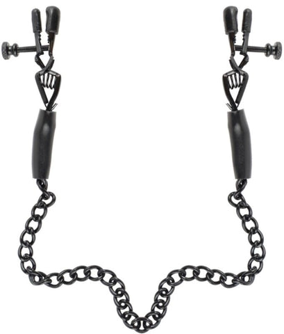 Fetish Fantasy Adjustable Nipple Chain Clamps Black - Nipple and Clit Clamps