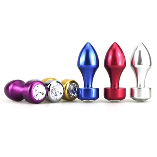 Aluminium Butt Plug With Diamonte - Steel Sex Toys