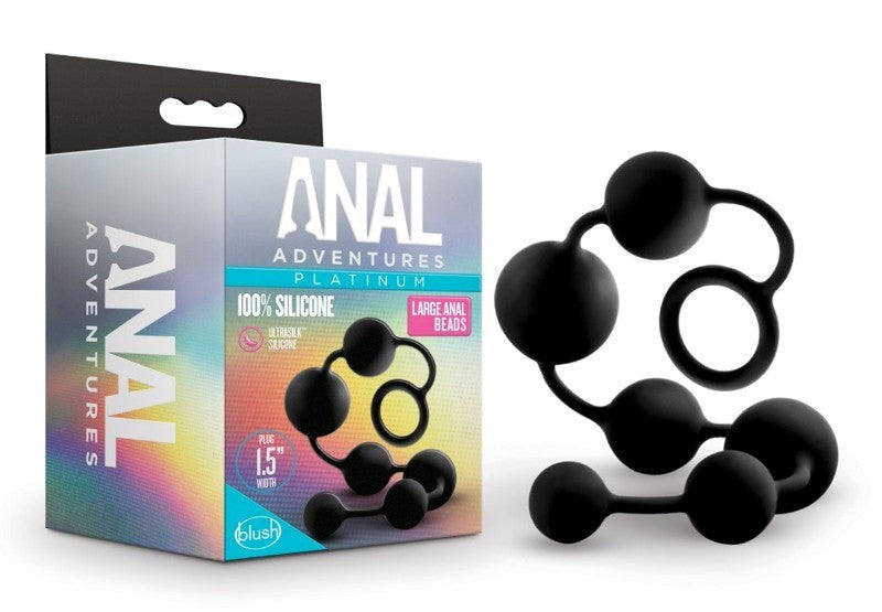 Anal Adventures Platinum Silicone Anal Beads Large - - Anal Beads and Balls