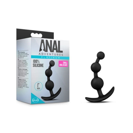 Anal Adventures Platinum Small Anal Beads - Black - Anal Beads and Balls
