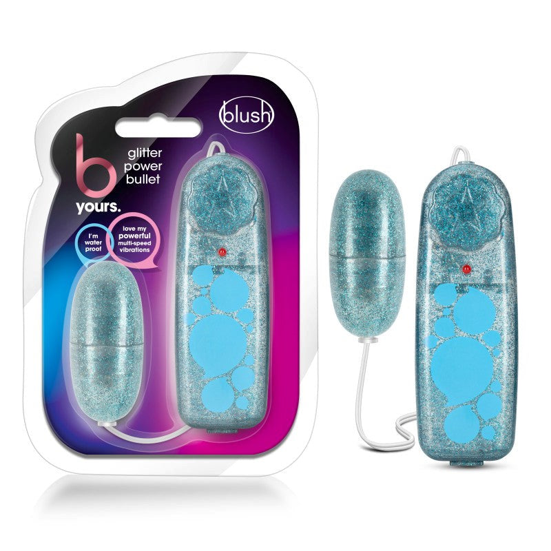 B Yours Glitter Power Bullet - Blue - - Bullet Vibrators