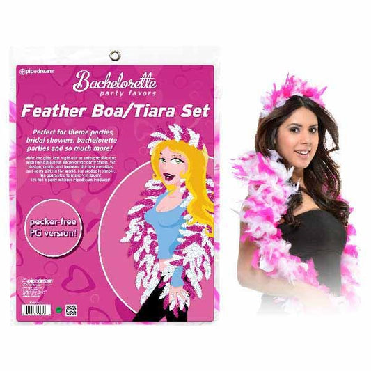 Pipedream Bachelorette Party Favors Feather Boa/Tiara Set - Sex Games, Coupons and Tricks