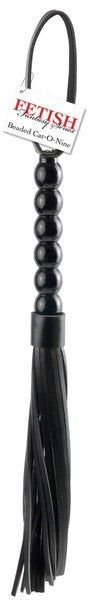 Fetish Fantasy Beaded Cat-O-Nine BDSM Tails Black - Whips And Crops