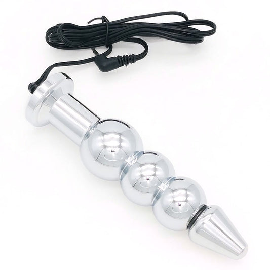 Bipolar Metal Electric Shock Butt Plug - L - Electro Sex