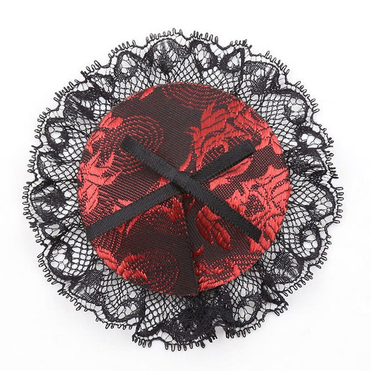 Black and Red Lace Overlay Nipple Pasties - Fancy Dress Ups