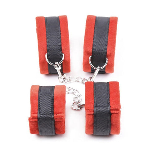 Black and Red Plushy 6 piece Bondage Kit - Bondage Kits