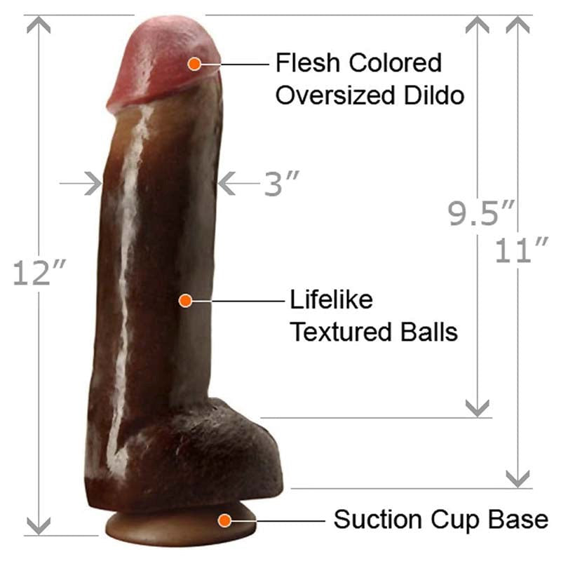 Black Balled 12 inch Dildo - - Realistic Dildos