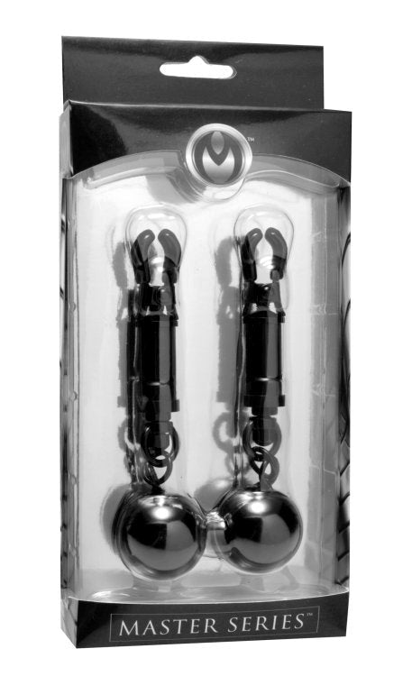 Black Bomber Nipple Clamps With Ball Weights - - Breast and Nipple Toys