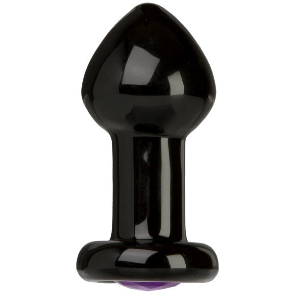 Black Rose Crystal Butt Plug Medium - - Glass Sex Toys