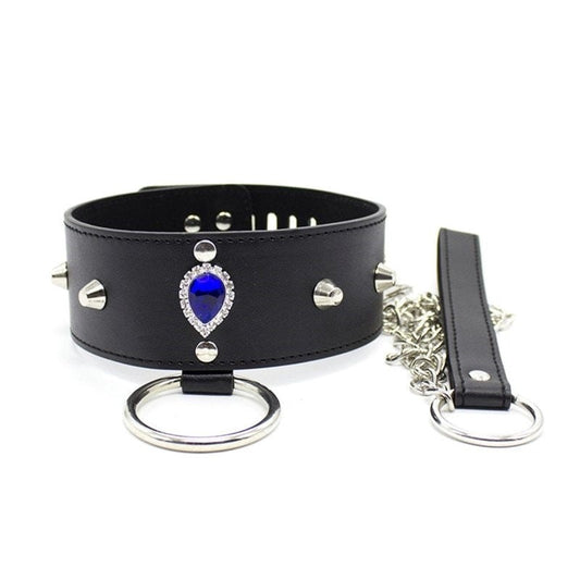 Blunt Spike Bondage Collar with Leash - Collars and Leads