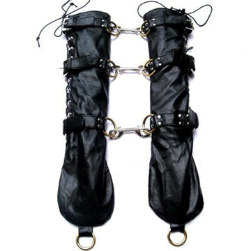 Bondage Leather Opera Gloves - Wigs and Gloves