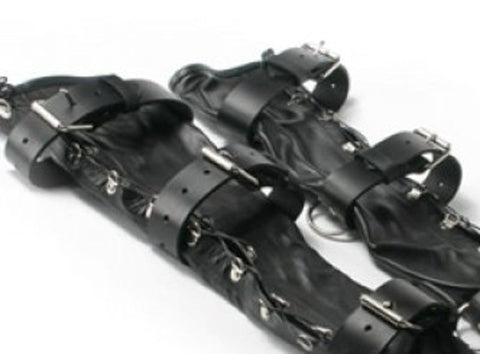 Bondage Leather Opera Gloves - Wigs and Gloves