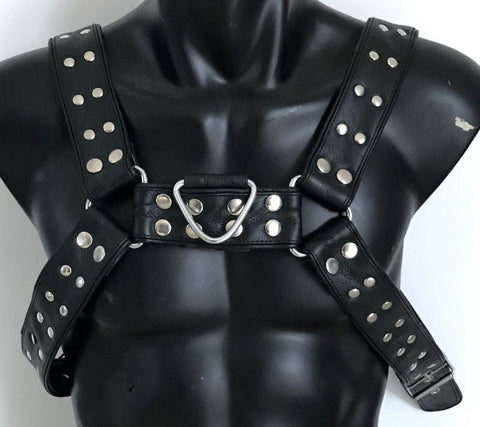 Brace Leather Body Harness Flat Studs - Cuffs and Restraints
