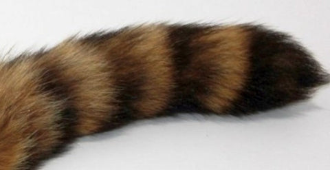 Brown Faux Fox Tail Ribbed Silver Butt Plug - Steel Sex Toys