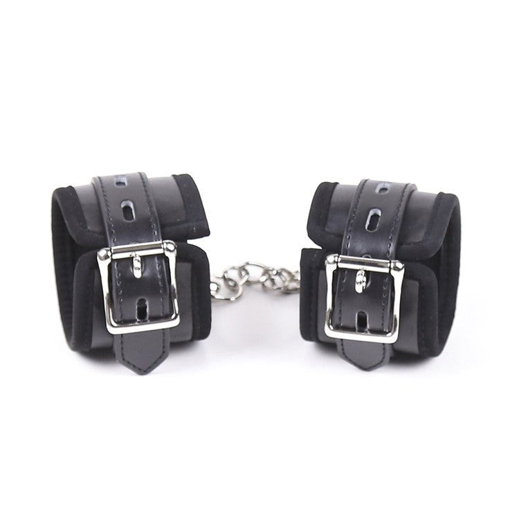 Buckler Faux Leather Cuffs With Chain - - Cuffs And Restraints