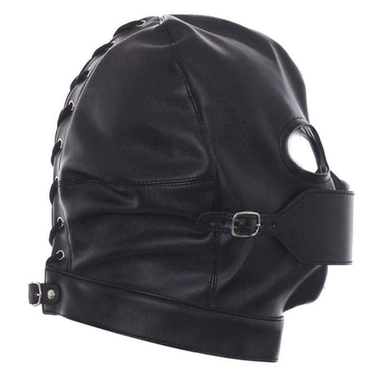 Cafe Bondage Hood Leather - Bondage Hoods