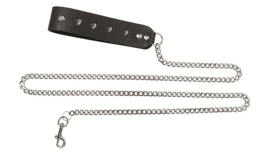 Chain Leash with Studded Handle - Collars and Leads