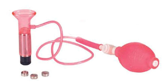 Clitoral Vibrating Pump Clear Pink with Batteries - Pussy And Clit Toys