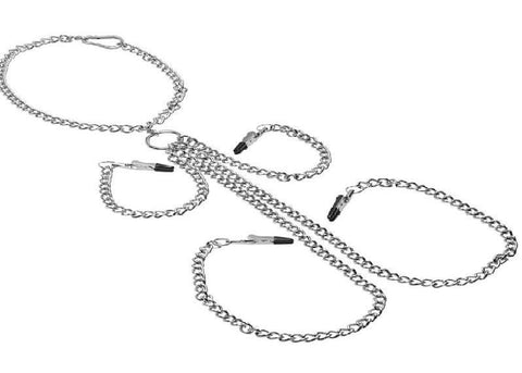 Collar Nipple And Clit Clamp Set - Nipple and Clit Clamps
