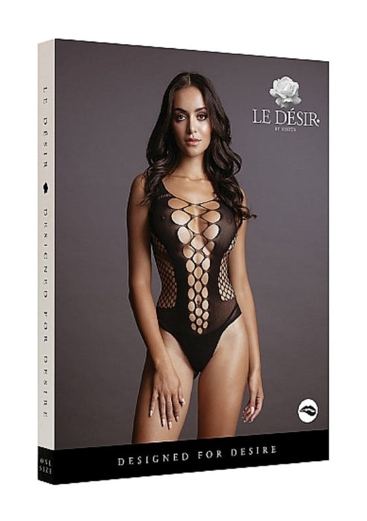 Contrast Fence Net Teddy One Size - Babydolls and Chemises