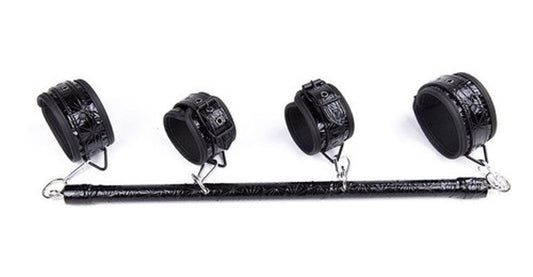 Crocodile Wrist and Ankle Cuffs Bar Black - Spreaders and Hangers