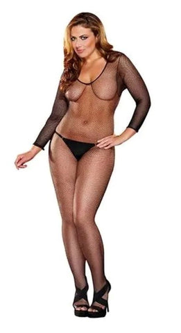 Alluring Plus-Size Fishnet Bodystocking for Seductive Nights - Hosiery