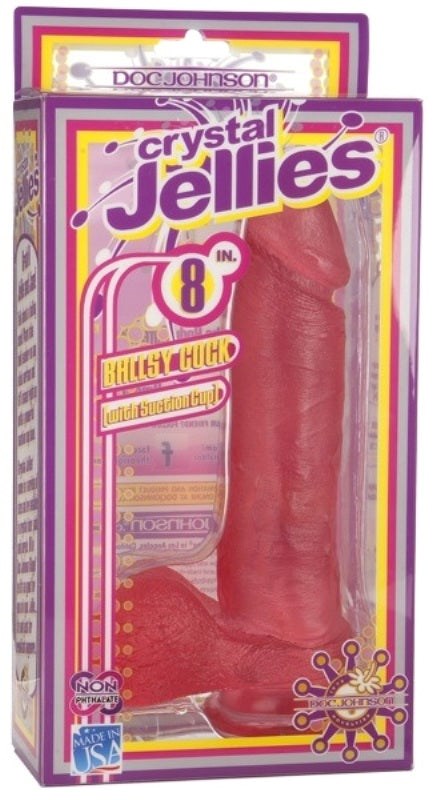 Crystal Jellies 8 Ballsy Cock with Suction Cup Base Pink - Non-Realistic Dildos