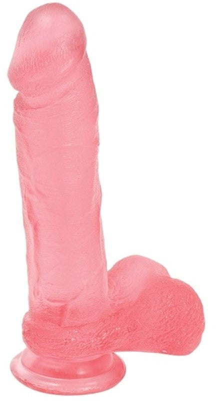 Crystal Jellies 8 Ballsy Cock with Suction Cup Base Pink - Non-Realistic Dildos