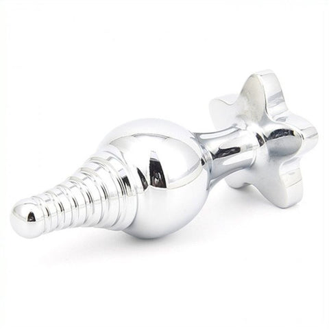 Cusp Head Butt Plug With Leaf Bling - Steel Sex Toys