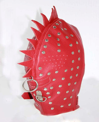 Cyclops Leather Bondage Spiked Hood - Bondage Hoods