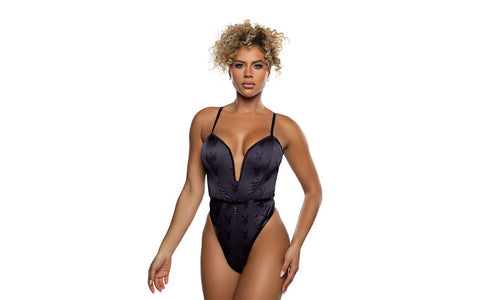 Playboy Blackout Bunny Sexy Womens Romper Black - Teddies and Bodysuits