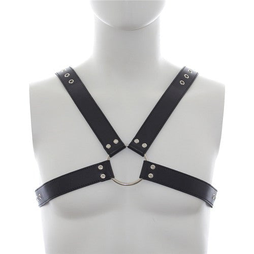 Deluxe Faux Leather Chest Harness - - Cuffs And Restraints