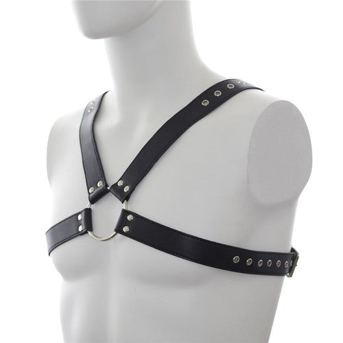 Deluxe Faux Leather Chest Harness - - Cuffs And Restraints