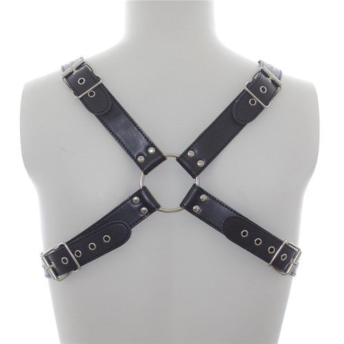 Deluxe Faux Leather Chest Harness - - Cuffs And Restraints