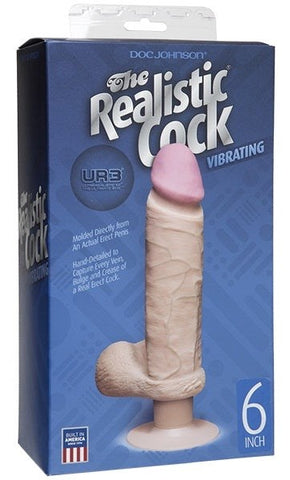 Doc Johnson 6 Inches UR3 Vibrating Realistic Cock White - Realistic Dildos