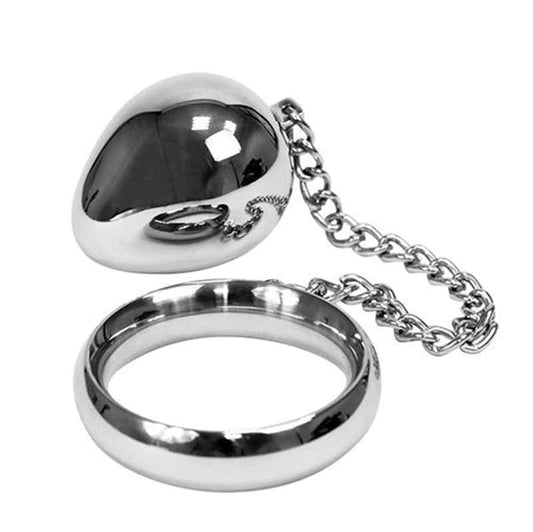 Donut Steel Cock Ring With Anal Egg - Spreaders and Hangers