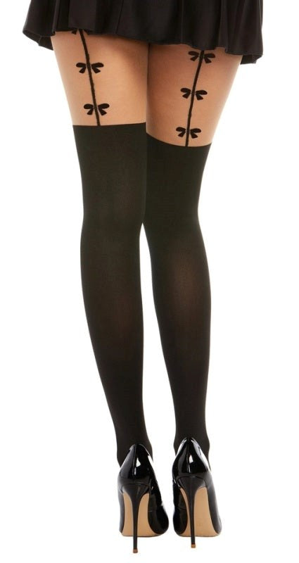 Dreamgirl Sheer Pantyhose With Bow & Garter - Hosiery