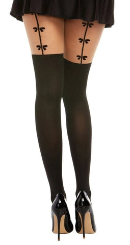 Dreamgirl Sheer Pantyhose With Bow & Garter - Hosiery