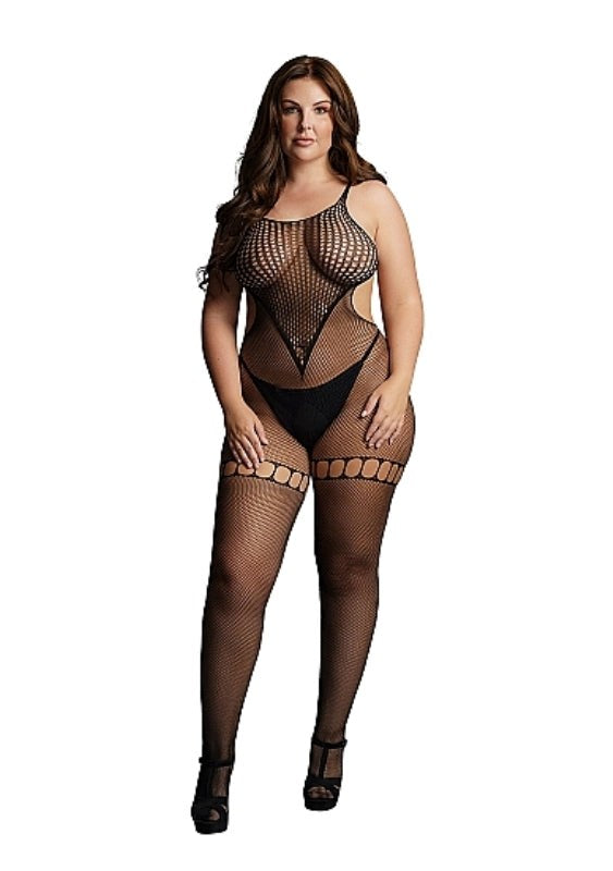 Duo Net High Neck Bodystocking - - Body Stockings