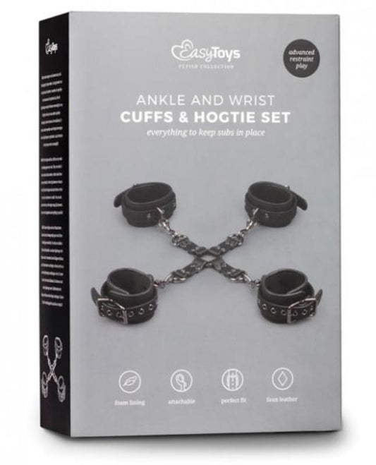Easytoys Fetish Ankle and Wrist Cuffs and Hogtie Set - Cuffs and Restraints