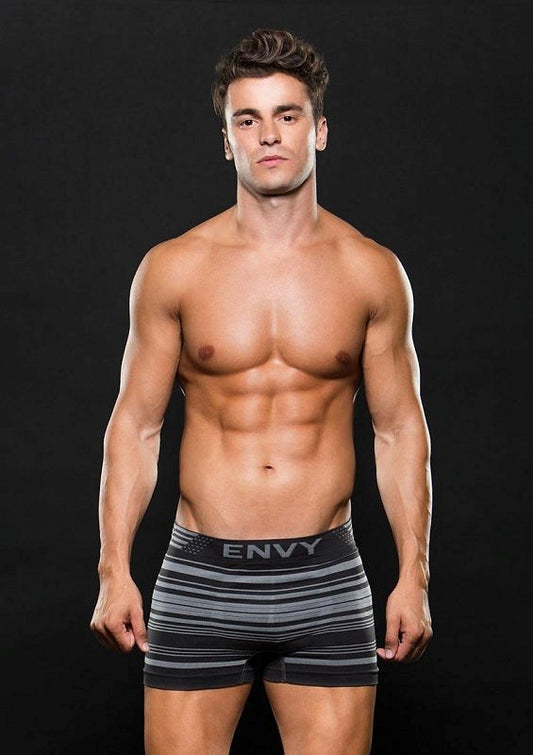 Envy Seamless Trunk Grey Stripes with Logo M/L - Jocks and G-Strings