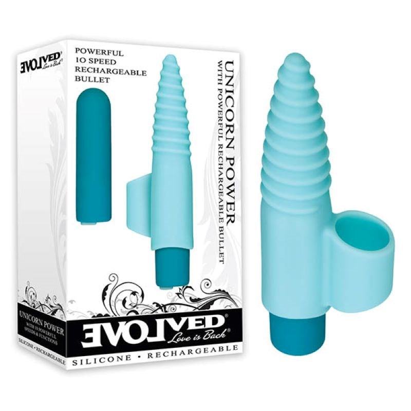 Evolved Unicorn Power Finger Stimulator - Blue - - Finger and Tongue Vibrators