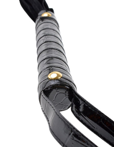 Fetish Fantasy Gold Cat O' Nine Black Leather Flogger - Whips And Crops